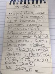 Jeden z listů diáře, které budu možná dávat sem na web 